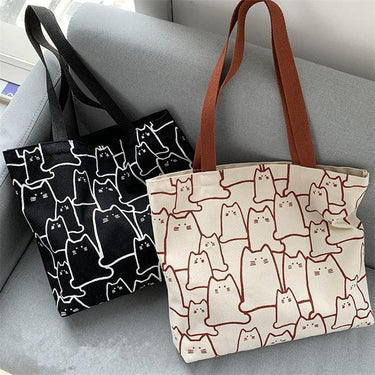 Arty Cat Canvas Tote Handbags KittyNook Cat Company